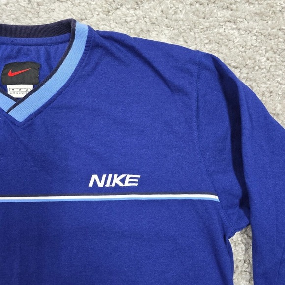 Vintage Nike‎ Shirt Mens Medium Blue Long Sleeve Spellout Pullover Sweatshirt - Picture 4 of 14